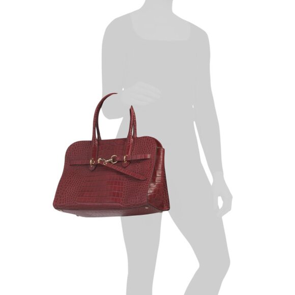 CLAUDIA Red Made In Italy Leather Croco Belt & Buckle Annalou Satchel - Picture 2 of 2